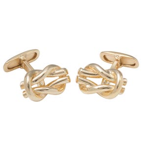 Sterling Silver Gilt Reef Knot Cufflinks with T-Bar/Swivel