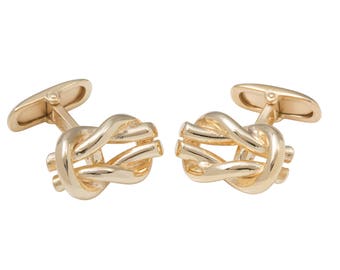 Sterling Silver Gilt Reef Knot Cufflinks with T-Bar/Swivel