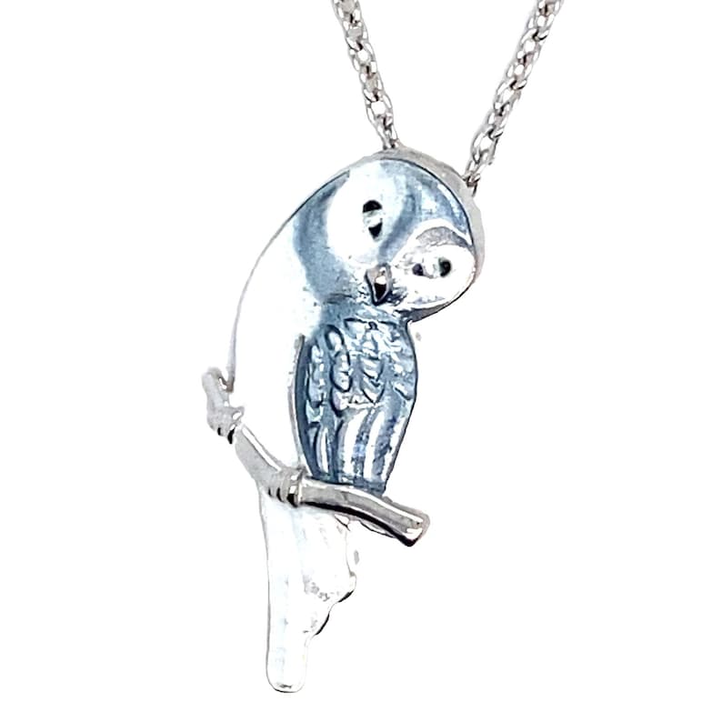 Sterling Silver Vitreous Enamel Owl Pendant With Chain - Etsy