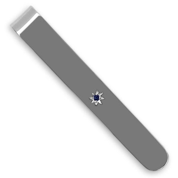 Sterling silver tie slide with Sapphire