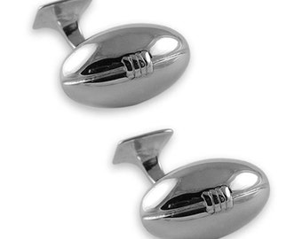 Sterling silver rugby ball cufflinks