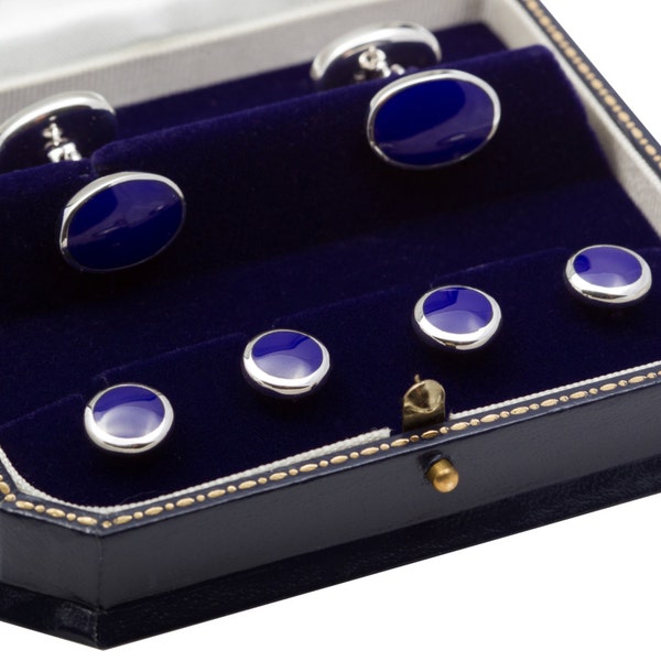 Sterling Silver Lapis Stud Set - Cufflinks and Shirt studs