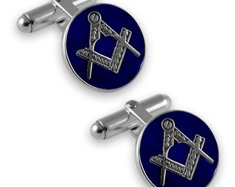 Sterling Silver Enamel Round Masonic cufflinks