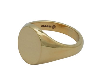 Extra Heavy Oval Head 9ct Gold Signet Ring - ES24