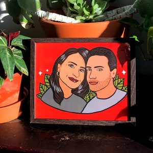Custom couple portrait anniversary valentine's wedding gift idea, family portrait personalized gift, girlfriend wife husband gift idea image 4