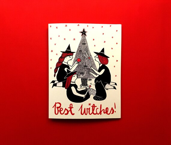 WITCH greeting card christmas card witch card witch | Etsy