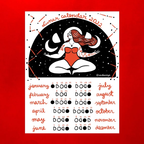 Lunar Calendar 2022 Lunar Moon Phase Art Witch Calendar | Etsy