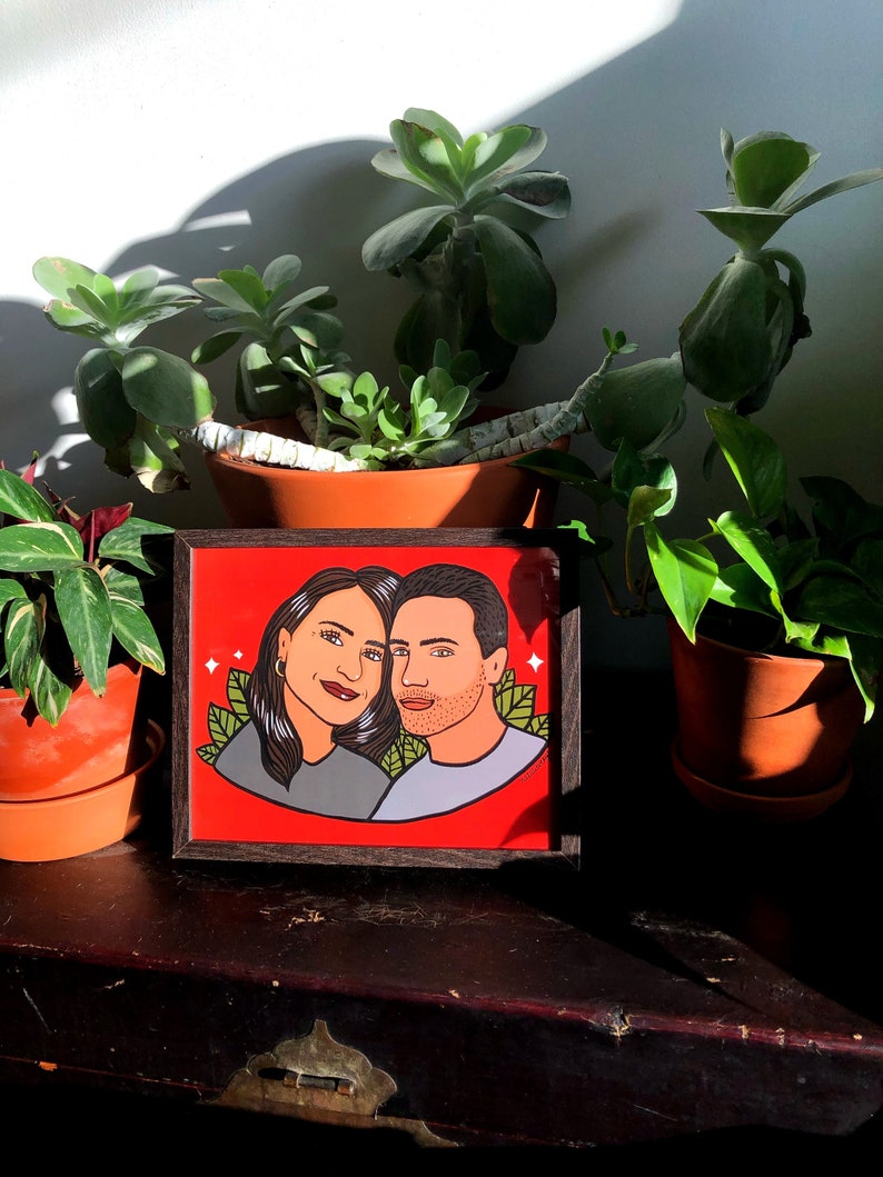 Custom couple portrait anniversary valentine's wedding gift idea, family portrait personalized gift, girlfriend wife husband gift idea image 4