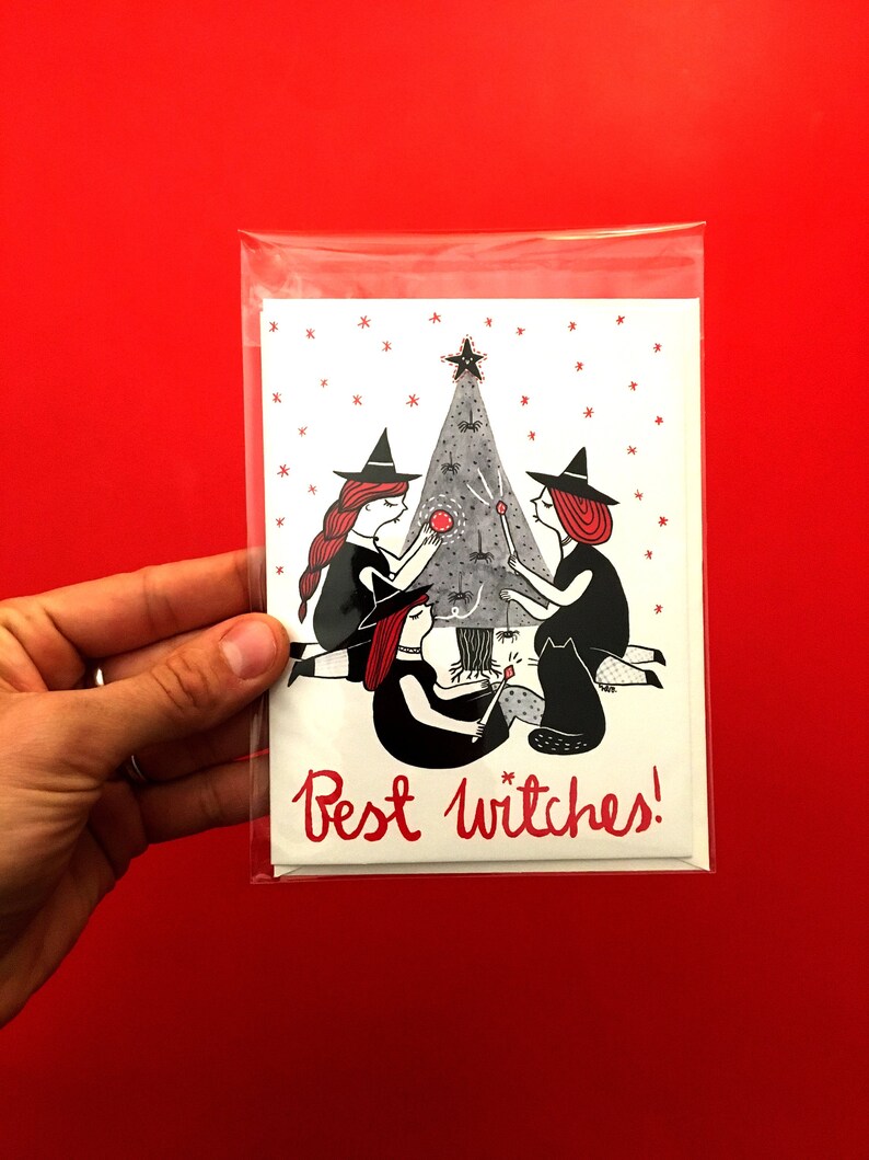 Witch Art Holiday Card Witchy Card Witchy Gift for Her - Etsy
