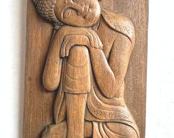 18 世紀のヴィンテージ仏像、木彫り、スピリチュアルな装飾、木製