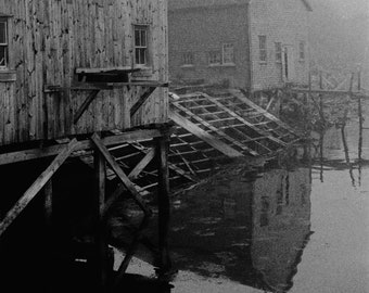 Lunenburg, Nova Scotia, North Atlantic Coast, Boat Building, Fishing Village, UNESCO Heritage Site, Black & White, Wall Art, Fog, Portrait