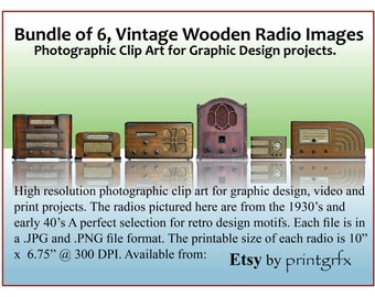 Vintage Radio Clip Art, Digital Clip Art, Digital Graphics, Instant Download, Antique Radios, Vintage Images, Retro Tech, Antiques, PNG&JPG