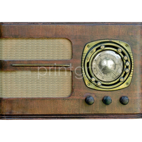 Vintage Old Radio Clip Art, Transparent Background, Antique Radio, Mid Century Modern, Retro Tech,  Instant Download, Png & Jpg, Tube Type