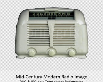 Imagens de rádio vintage, rádio de baquelite de meados do século (download digital)