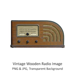 May include: A vintage wooden radio with a brown wood cabinet and a cream-colored speaker grille. The radio has a curved design and several knobs on the front.