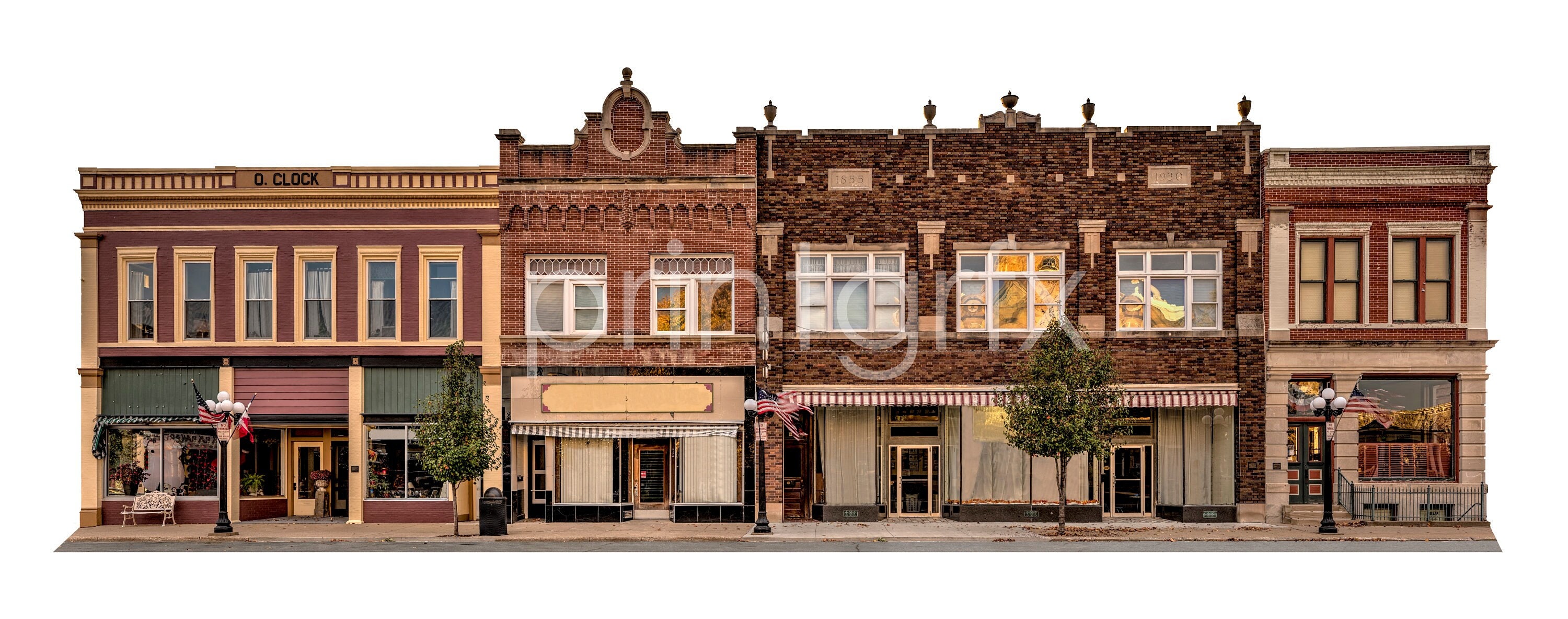 Digital Downtown Storefront, Main Street, Town Square, Business Clipart