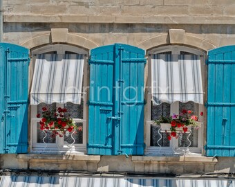 France, Provence, Shuttered Windows, Arles, Printable wall art, Van Gogh, Medieval, Vintage, Antiquity, Flower Pots, French Scene, Shutters,