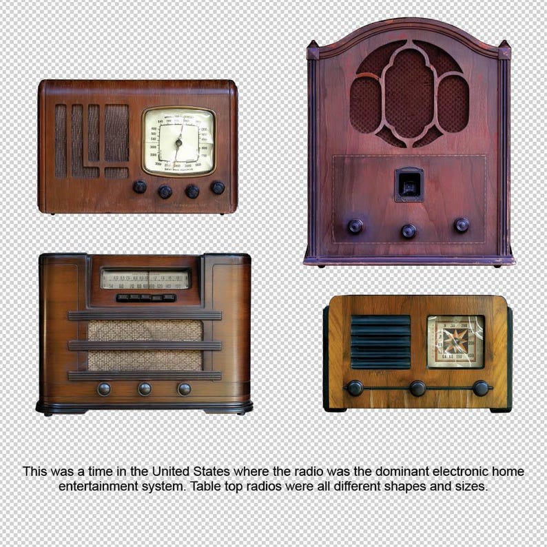Vintage Wooden Radio Collection, Clip Art, PNG and JPG (digital ...