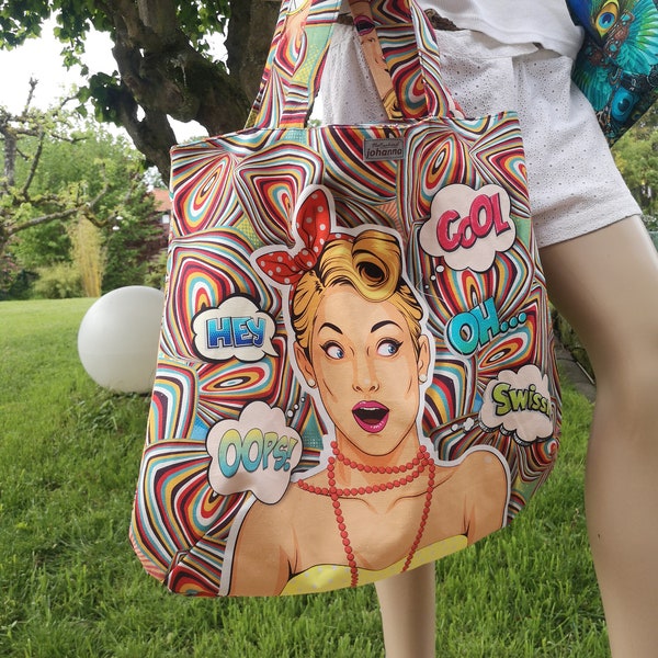 Tasche Comic Girls Wendetasche aus Canvas Baumwolle