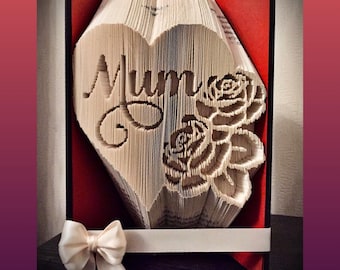 Mum Heart with 2 Roses Book Folding Pattern