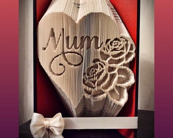 Mum Heart with 2 Roses Book Folding Pattern