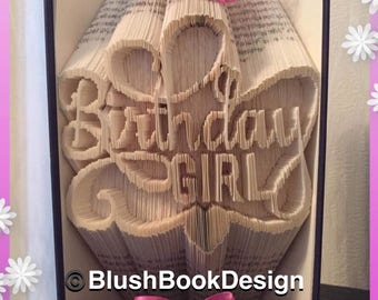 Birthday Girl Book Folding Pattern (Combination Cut and Fold) pdf bookart unusual gift