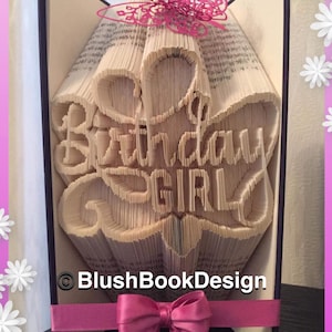Birthday Girl Book Folding Pattern (Combination Cut and Fold) pdf bookart unusual gift
