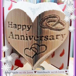 Happy Anniversary Heart Book Folding Pattern Combi Method Unique Unusual Gift