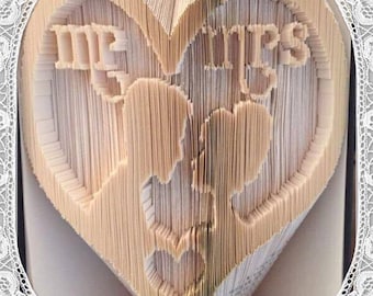 Mr & Mrs Bride and Groom Heart Book Folding Art Pattern unusual unique wedding gift