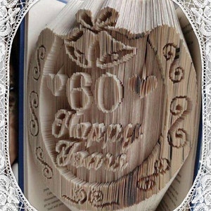 60 Happy Years Horseshoe Diamond Wedding Anniversary Book Folding Art Pattern Wedding Gift