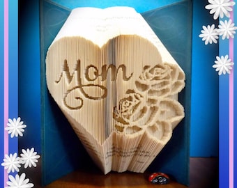 Mom Heart with 2 Roses Book Folding Pattern