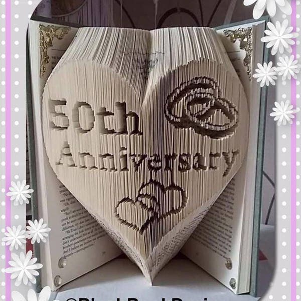 50th Anniversary Heart Book Folding Pattern Combi Method Unique Unusual Gift