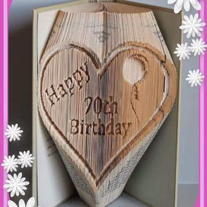 Buon 70° compleanno Libro pieghevole a forma di cuore, regalo di famiglia insolito e unico