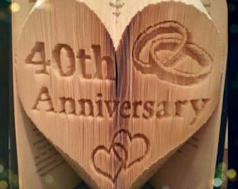 40th Anniversary Heart Book Folding Pattern Combi Method Unique Unusual Gift