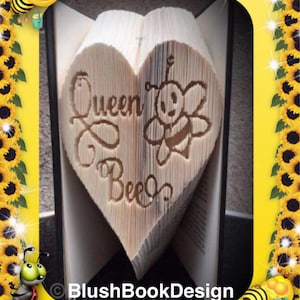 Patrón de libro plegable con forma de abeja reina, regalo único e inusual, libro de arte, manualidad de papel en PDF