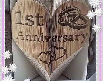 1st Anniversary Heart Book Folding Pattern Combi Method Unique Unusual Gift