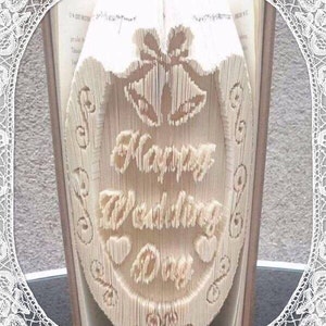 Happy Wedding Day Hufeisen Buch Faltkunst Muster Ausgefallenes Einzigartiges Hochzeitsgeschenk