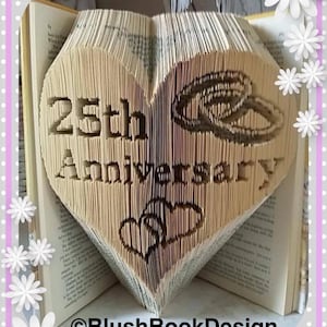 Patrón de plegado de libro con forma de corazón para el 25.º aniversario Método combinado Regalo único e inusual