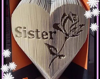 Sister Solid Heart with Rose Book Folding Pattern Unique Gift Combination Method