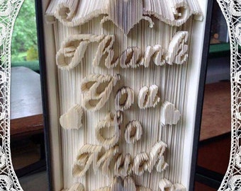 Thank You So Much Book Folding Art Pattern Unusual Unique Thank You Gift for Friend Colleague Family