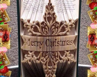 Merry Christmas Snowflake Book Folding Art Pattern unusual unique gift