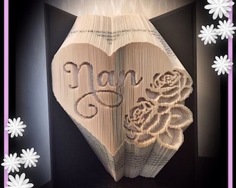 Nan Heart with 2 Roses Book Folding Pattern
