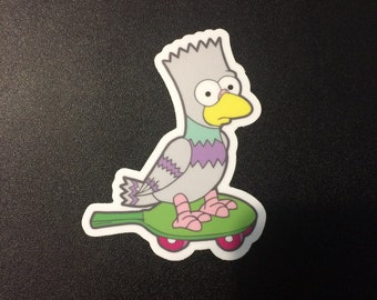 Pigeon Bart sticker - Pigeons Playing Ping Pong x The SImpsons mashup