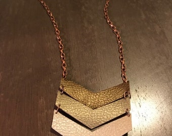 chevron faux leather necklace