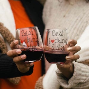 Best Fucking Sister, Unbiological Sister Gift, Soul Sister Gift, Sister Wine Glass, Funny Sister Birthday Gift, 40th Birthday Gift