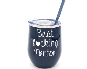 Vaso de vino personalizado de Mentor, regalo de agradecimiento, acero inoxidable de 12 oz
