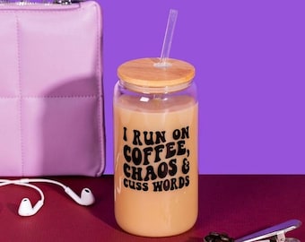Funny Beer Can Glass, Cuss Words, Iced Coffee Tumbler