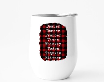 Blitzen Reindeer Wine Tumbler, Christmas Lover Gift