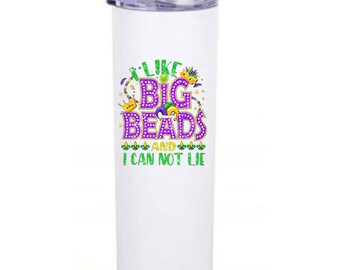 Mardi Gras Tumbler, I Like Big Beads, Louisiana Travel Cup