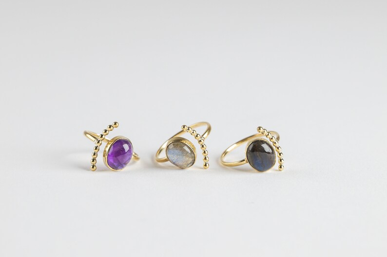Olivia ring gold ring with stone boho handmade fairtrade
